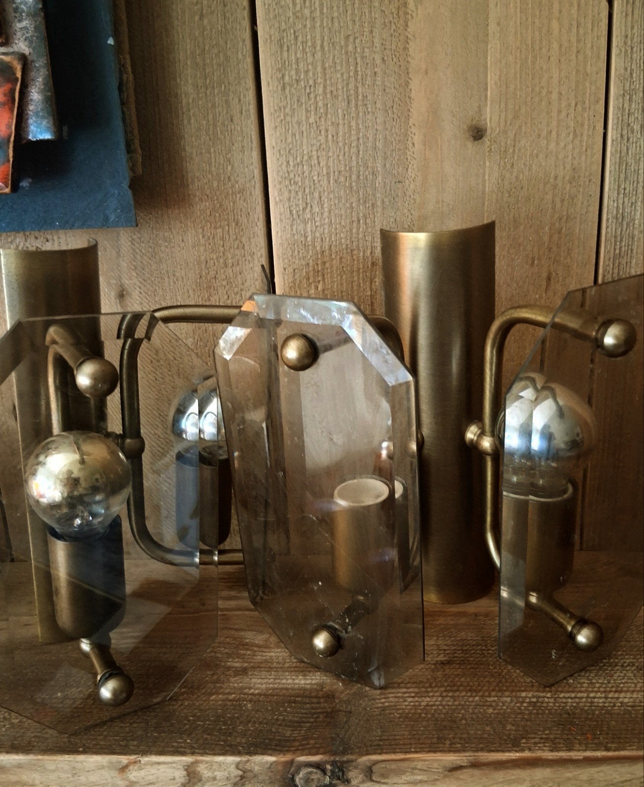 Prachtig Paar Honsel Leuchten Wandlampen – j70- brass& glas, Ophalen of Verzenden