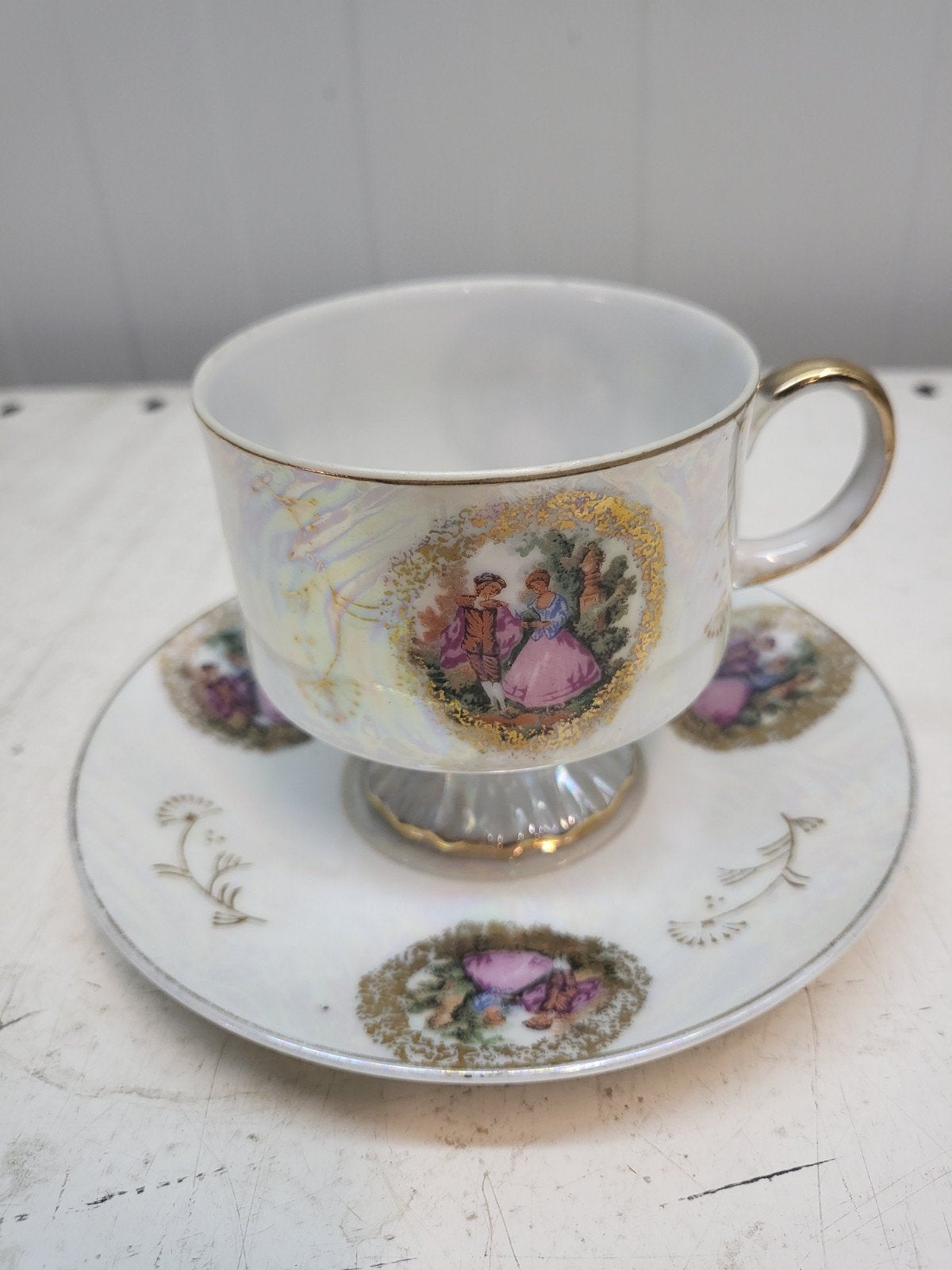Vintage Versailles theekopje met schotel, parelmoer, Ophalen of Verzenden