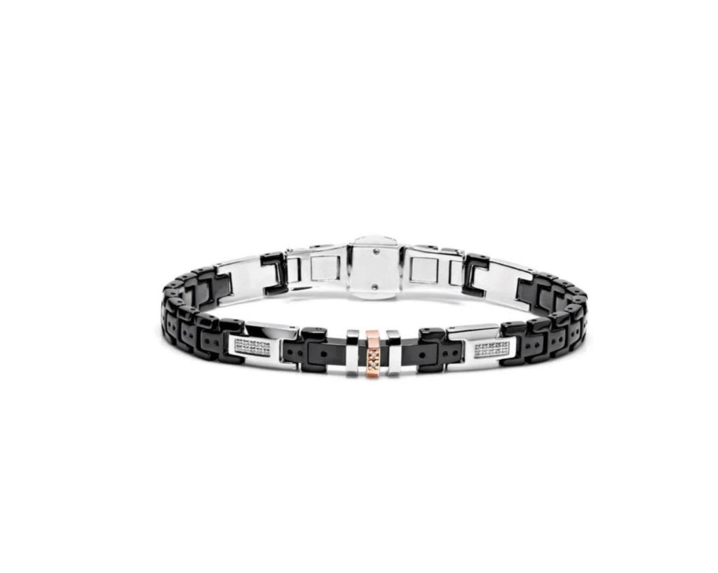 Baraka Kabala herenarmband — diamant & rosé goud — compleet, Gebruikt, Zwart, Ophalen of Verzenden, Met edelsteen