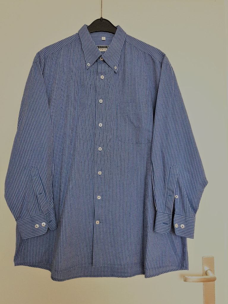 Overhemd korenblauw met dun streepje merk Angelo Litrico C&A, Kleding | Heren, Overhemden, Verzenden, Zo goed als nieuw, Blauw