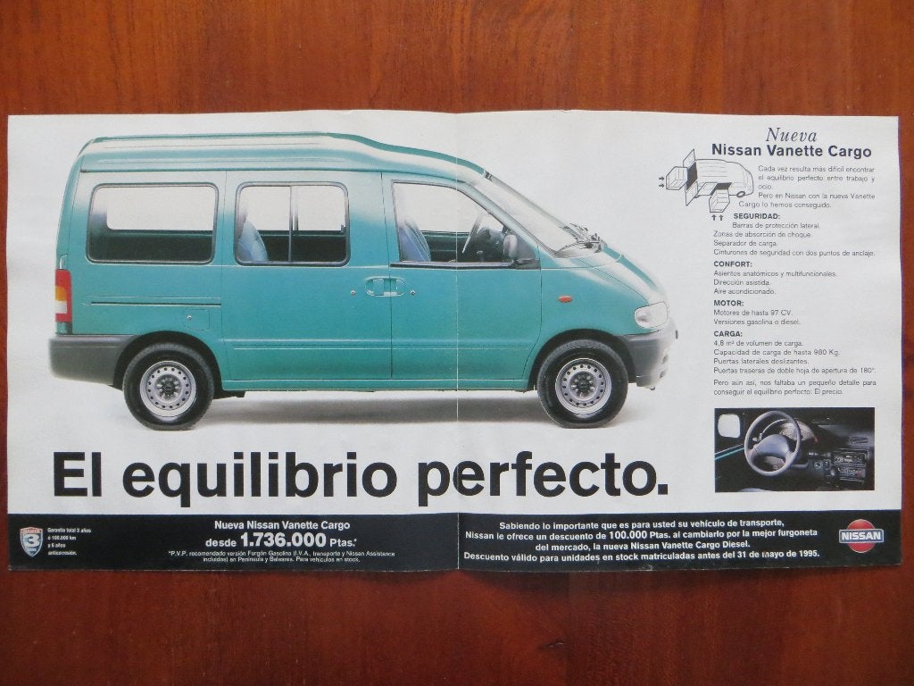 Nissan Vanette (Spaanse folder; 1995), Ophalen of Verzenden, Gelezen, Nissan