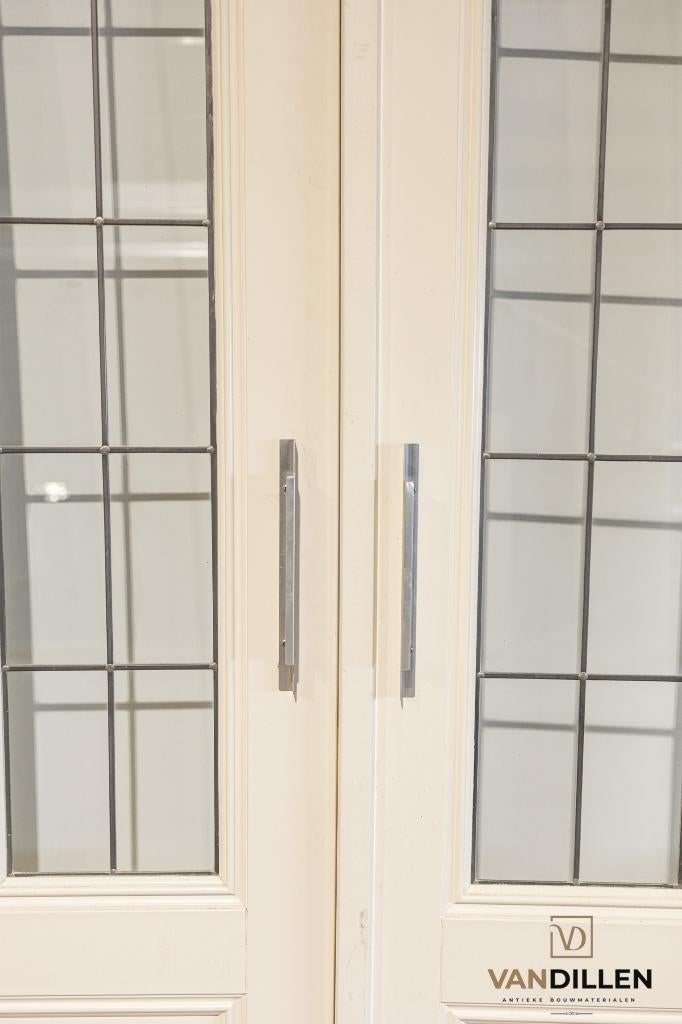 Set ensuite schuifdeuren groot en robuust met glas in lood, 120 cm of meer, Binnendeur, Ophalen of Verzenden, Zo goed als nieuw