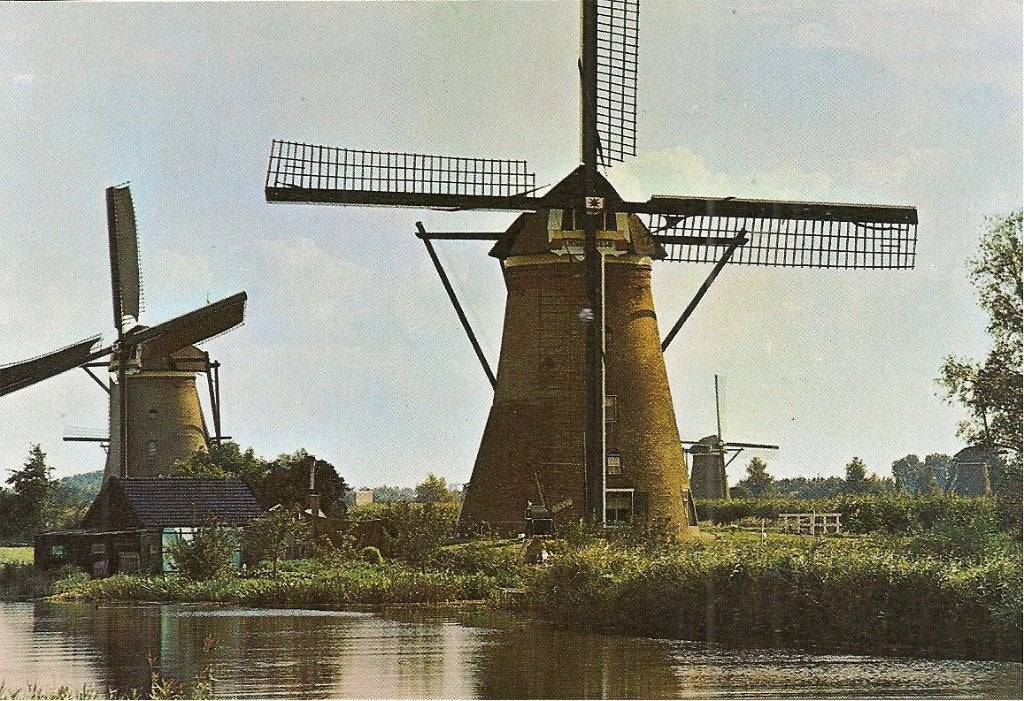 Oude ansichtkaart Kinderdijk molens Hollandse Molen, Ophalen of Verzenden, 1960 tot 1980, Ongelopen, Zuid-Holland