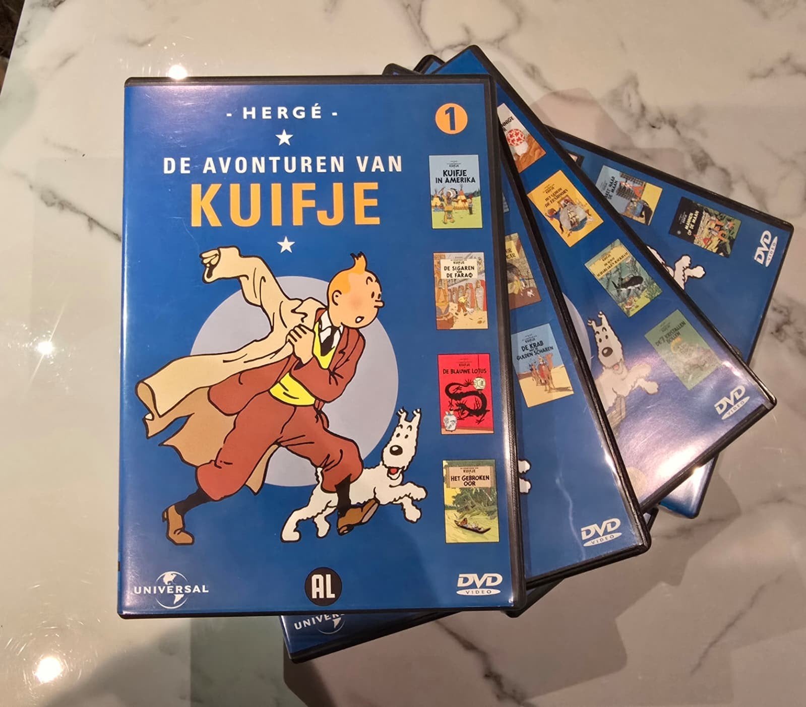 Diverse Kuifje DVD's - Avonturen en In de Voetsporen van, Verzamelen, Stripfiguren, Ophalen of Verzenden, Kuifje