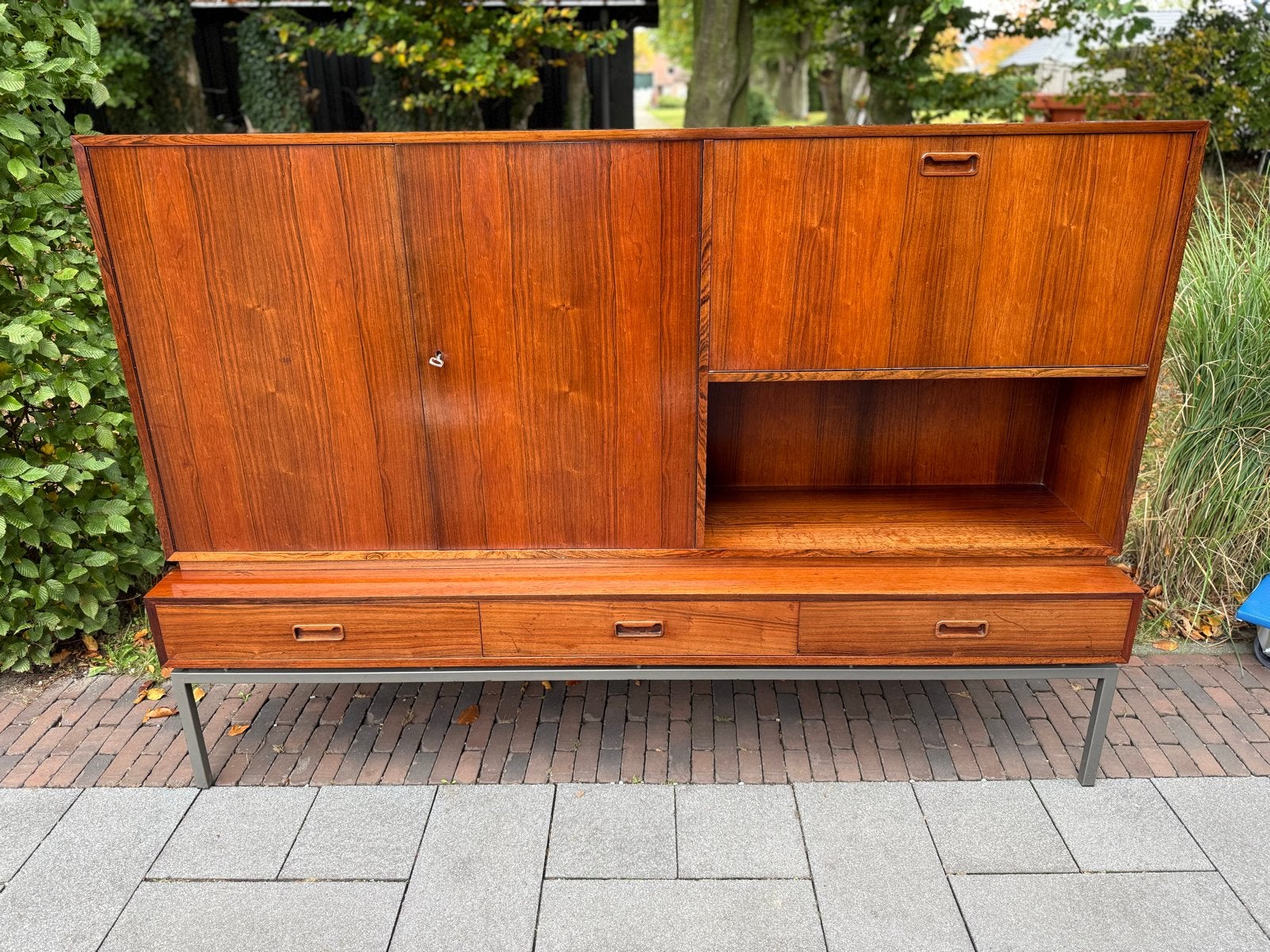 Vintage dressoir palissander met secretaire, Antiek en Kunst, Ophalen