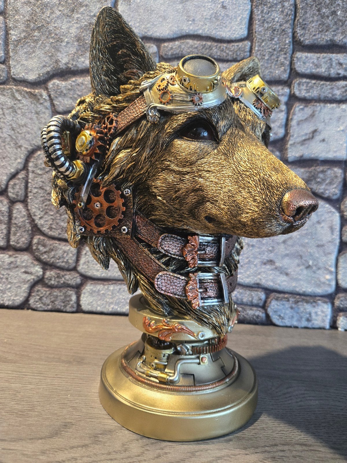 Steampunk Wolf Buste - Mad Max Stijl, Antiek en Kunst, Kunst | Beelden en Houtsnijwerken, Buste, Kunststof, Ophalen of Verzenden