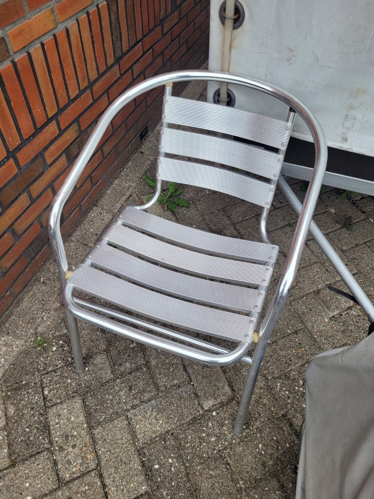 Robuuste aluminium buitenstoel / terrasstoel, Ophalen, Gebruikt, Aluminium, Stapelbaar