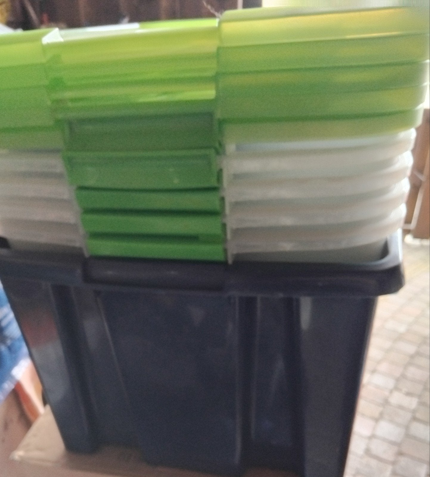 5 opberg boxen 1 zwart 4 licht, Doe-het-zelf en Verbouw, Kratten en Dozen, Ophalen, Minder dan 40 cm, Doos, Minder dan 35 cm
