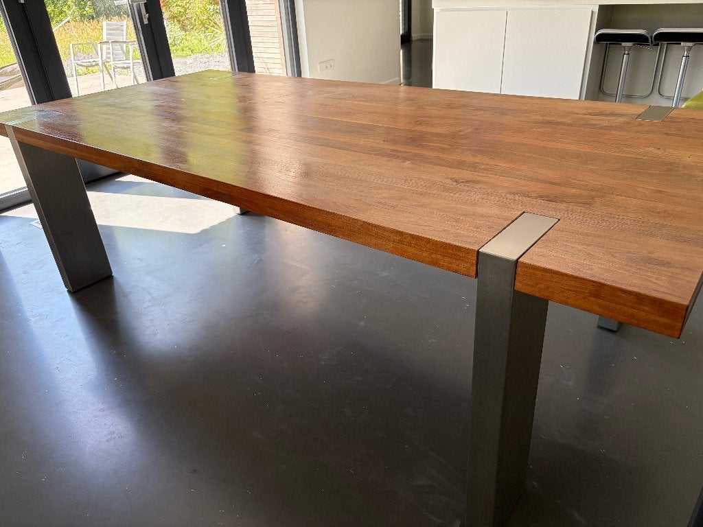 Massief eettafel, Ophalen, 100 tot 150 cm, 200 cm of meer, Vijf personen of meer