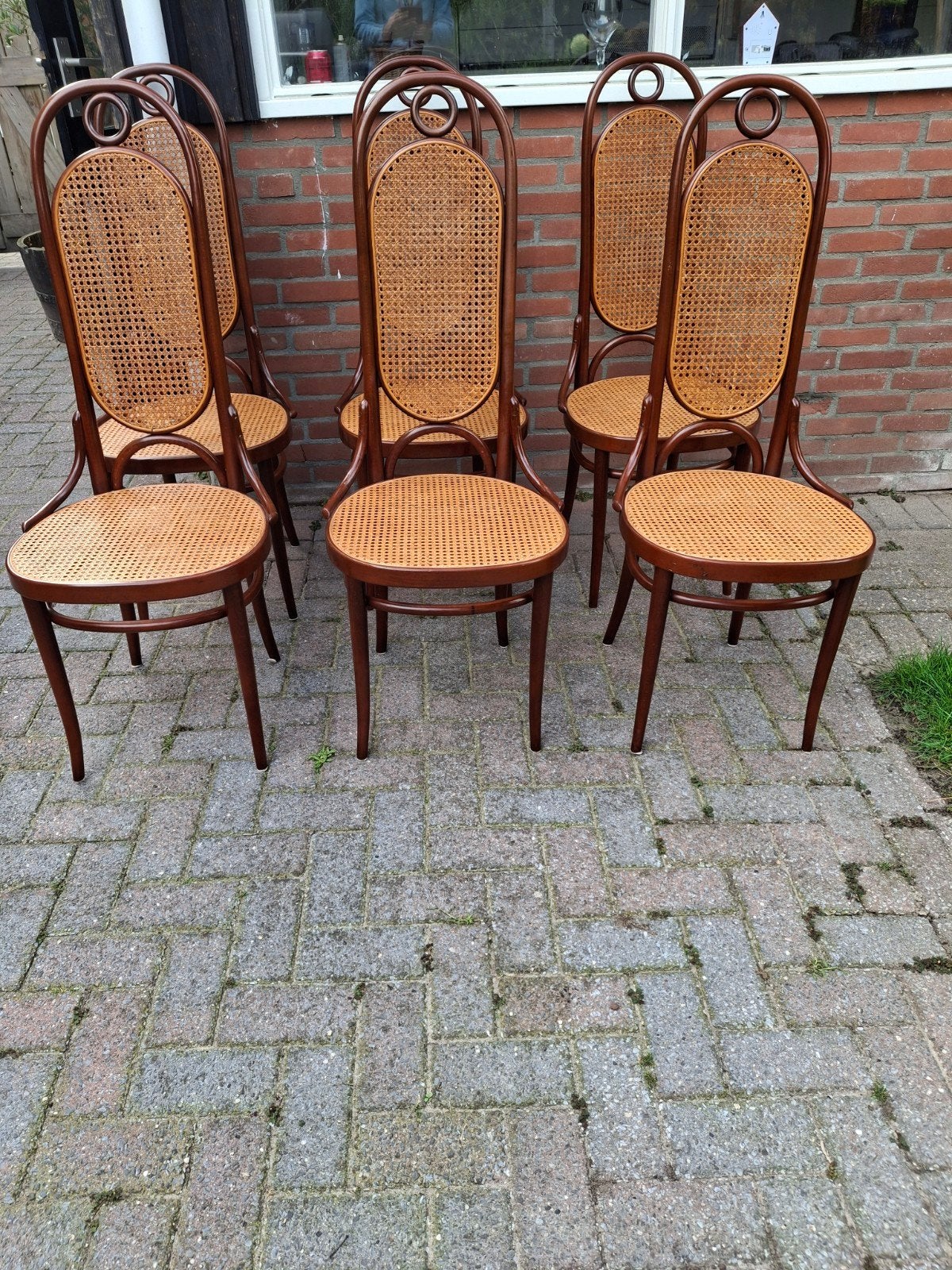 vintage thonet (long john) stoelen 6 x, Ophalen