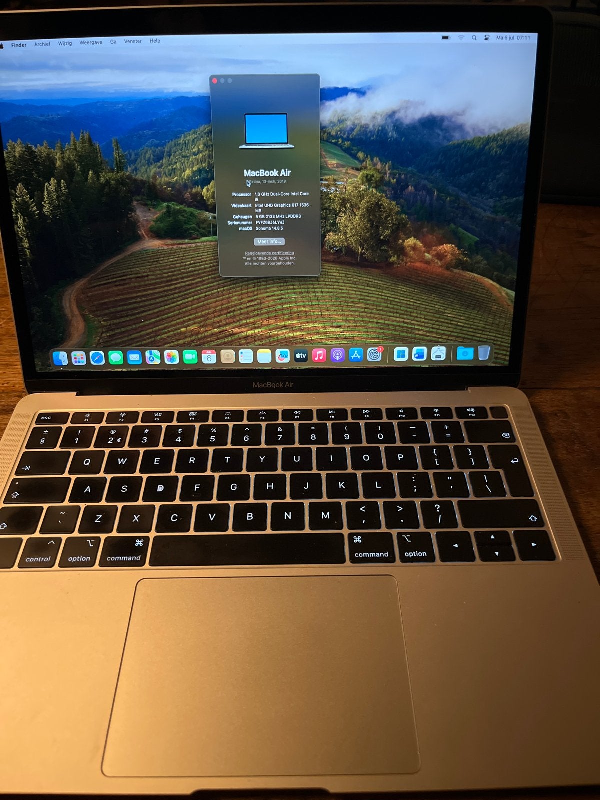 MacBook Air 13-inch (2019) - Intel Core i5, 8GB RAM, Gebruikt, Qwerty, 8 GB, 13 inch