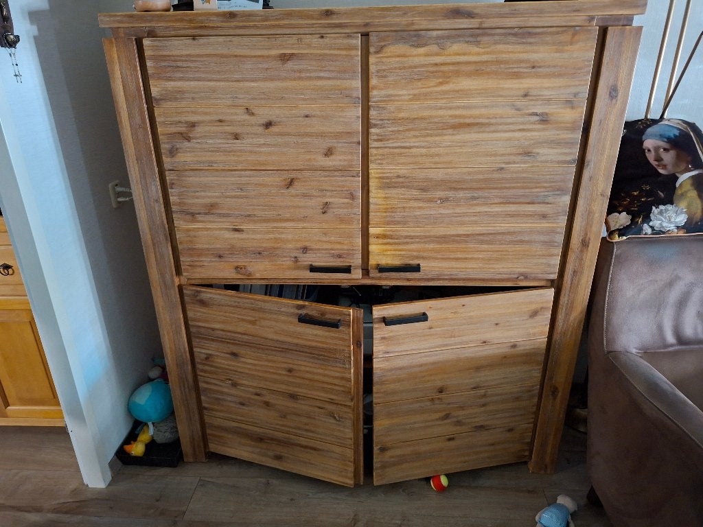 Wandmeubel Acacia, Huis en Inrichting, Ophalen, Met deur(en), Zo goed als nieuw, Minder dan 150 cm