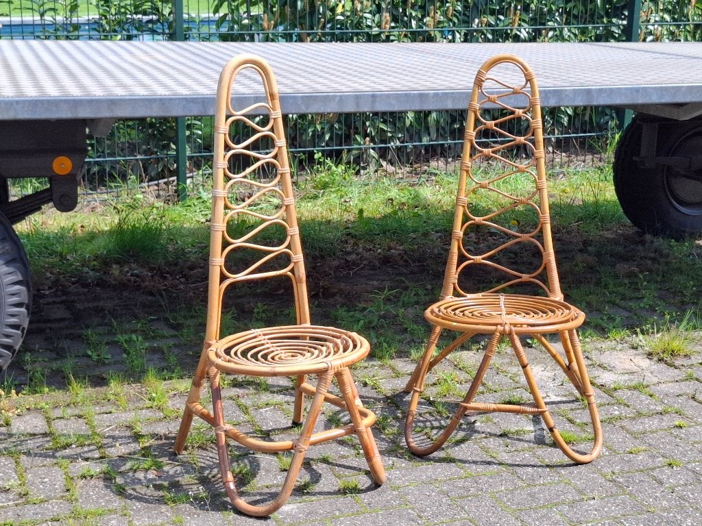 Fauteuils '60s ( rotan ) Retro/Vintage/Design, Huis en Inrichting, Fauteuils, Ophalen, Minder dan 50 cm, Vintage, Riet of Rotan