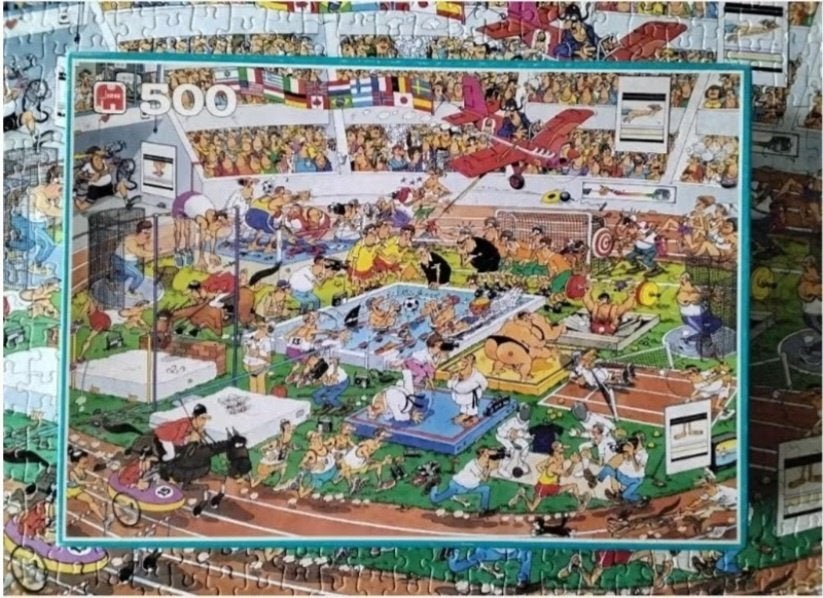 Jan van Haasteren puzzel 'sportdag' zeldzaam 1993, Ophalen, 500 t/m 1500 stukjes, Zo goed als nieuw, Legpuzzel