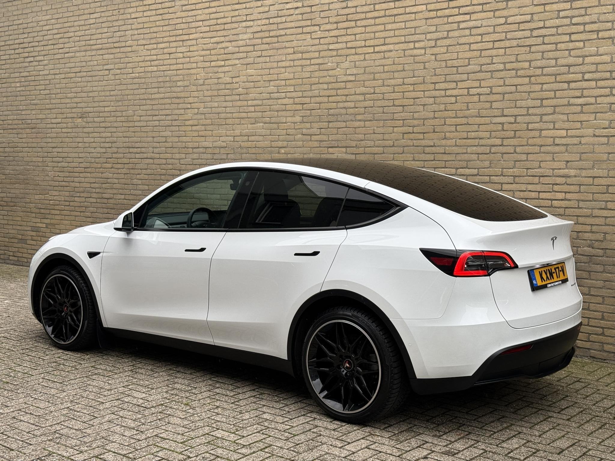 Tesla Model Y Long Range AWD 75 kWh SOH 93% | Lederen bekled, Automaat, Stof, Gebruikt, Wit