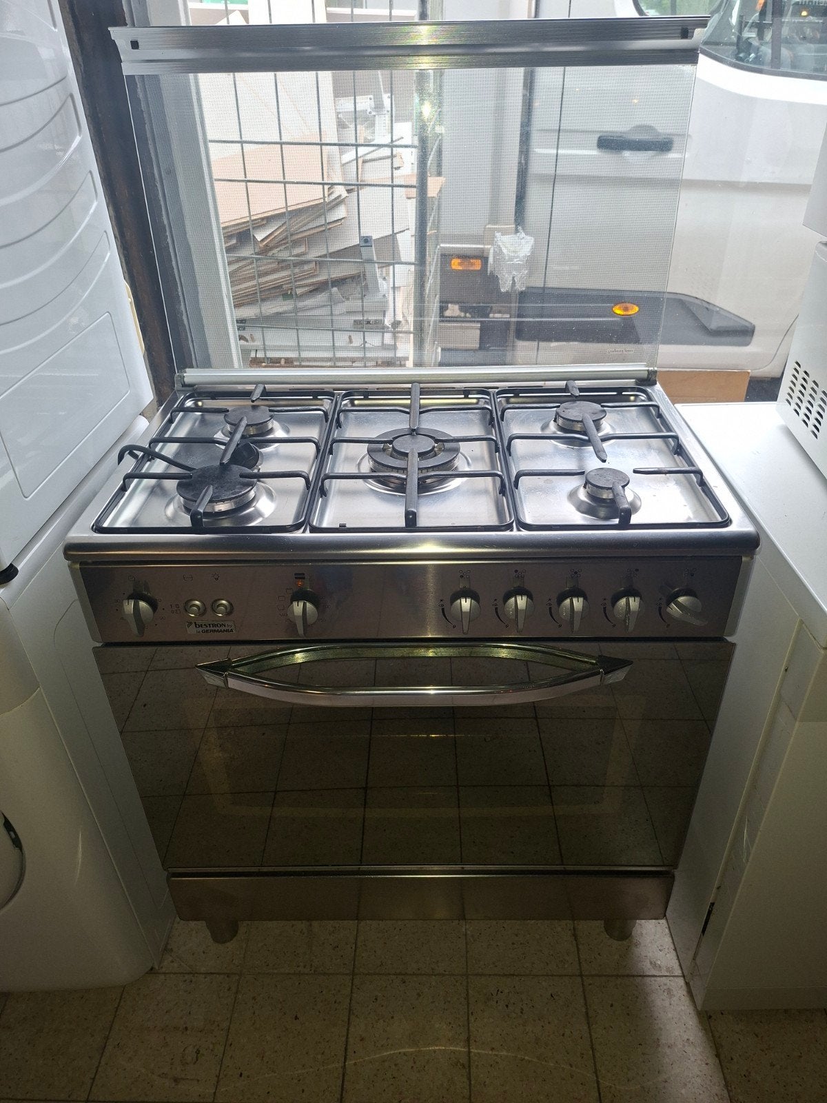 rvs 5 pits fornuis nieuwstaat sb kringloop, Witgoed en Apparatuur, Ophalen, Minder dan 85 cm, Zo goed als nieuw, Inductie
