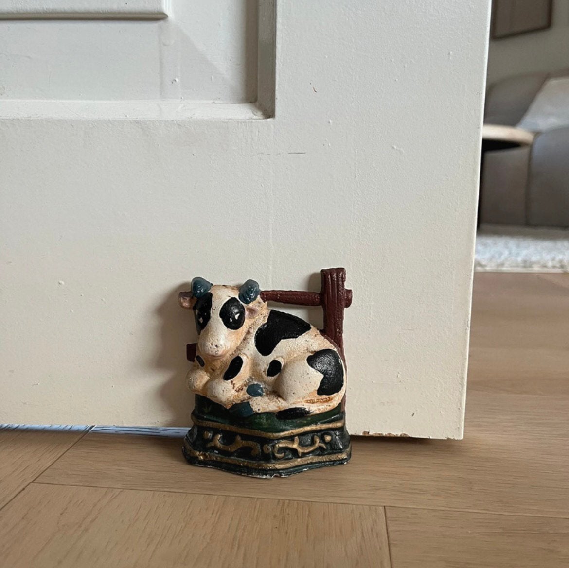 Vintage gietijzeren koe deurstopper, Ophalen of Verzenden, Zo goed als nieuw