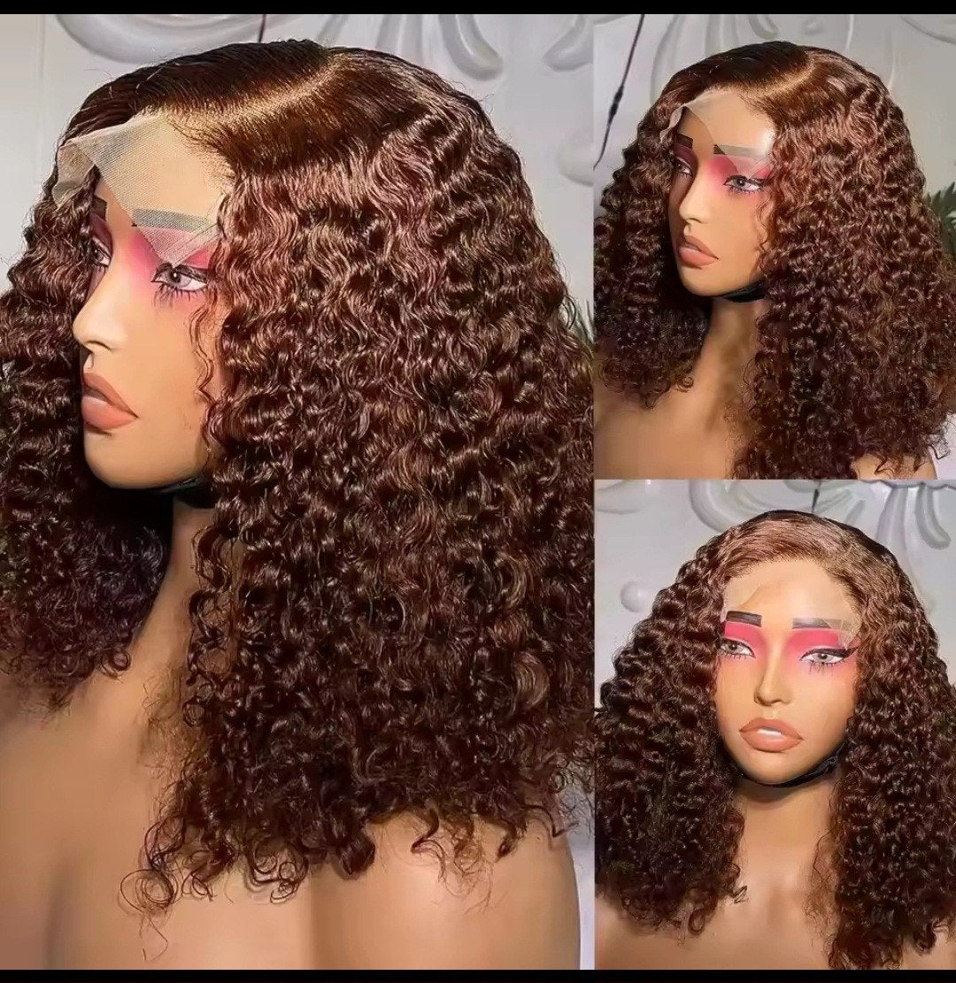 Korte Krullende Pruik  human hair wigs, Ophalen of Verzenden, Nieuw, Pruik of Haarverlenging
