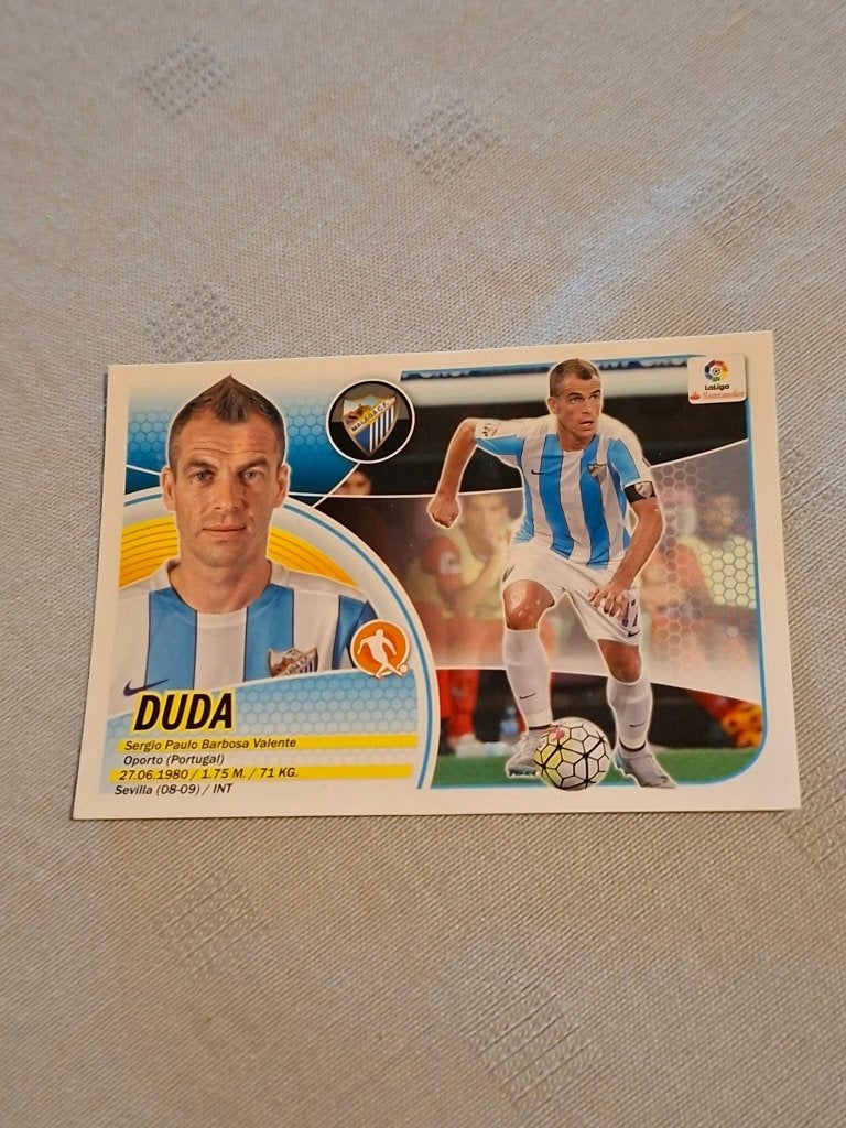 Panini / Sticker : Duda / Malaga CF / 2016-2017, Ophalen of Verzenden, Nieuw, Buitenlandse clubs, Poster, Plaatje of Sticker