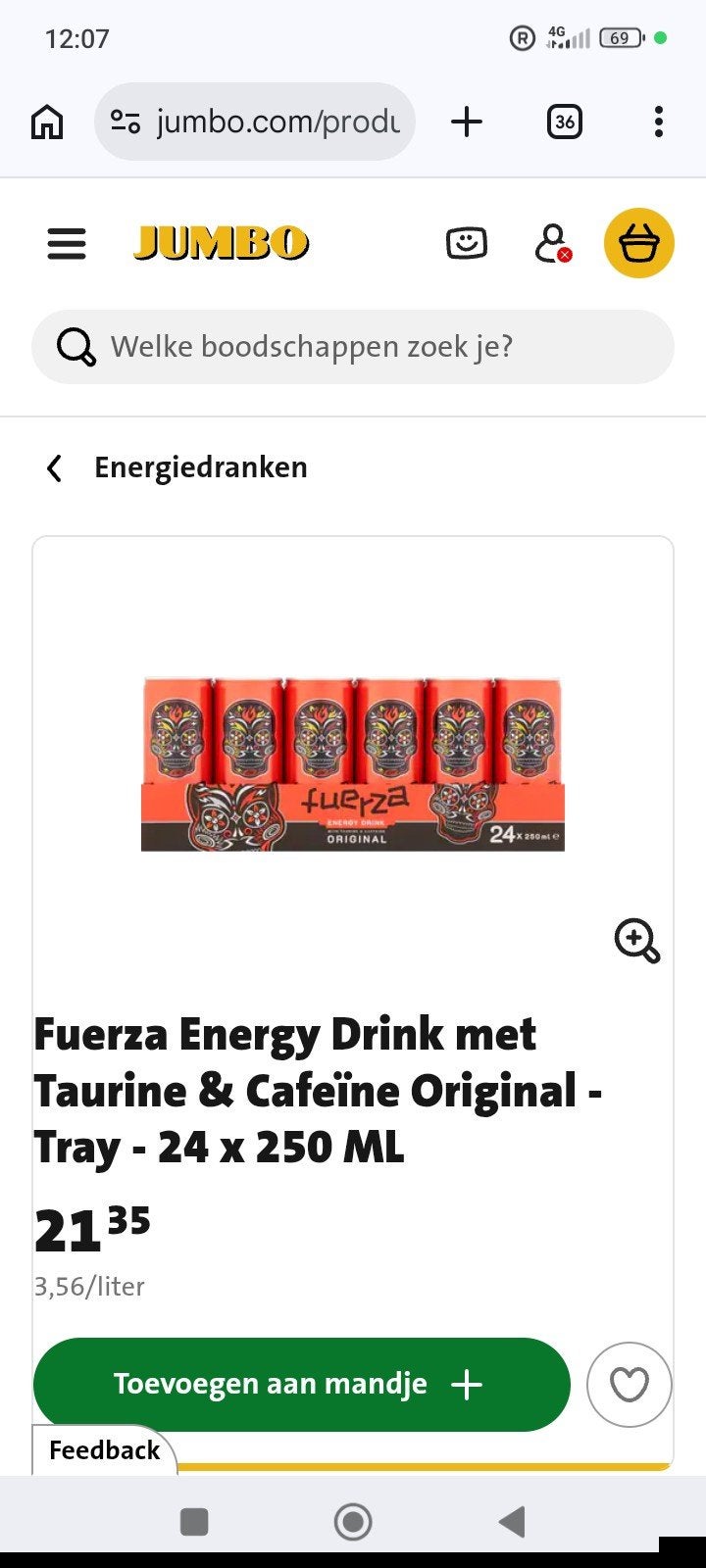 Fuze energy per tray 15,- inclusief statiegeld, Ophalen