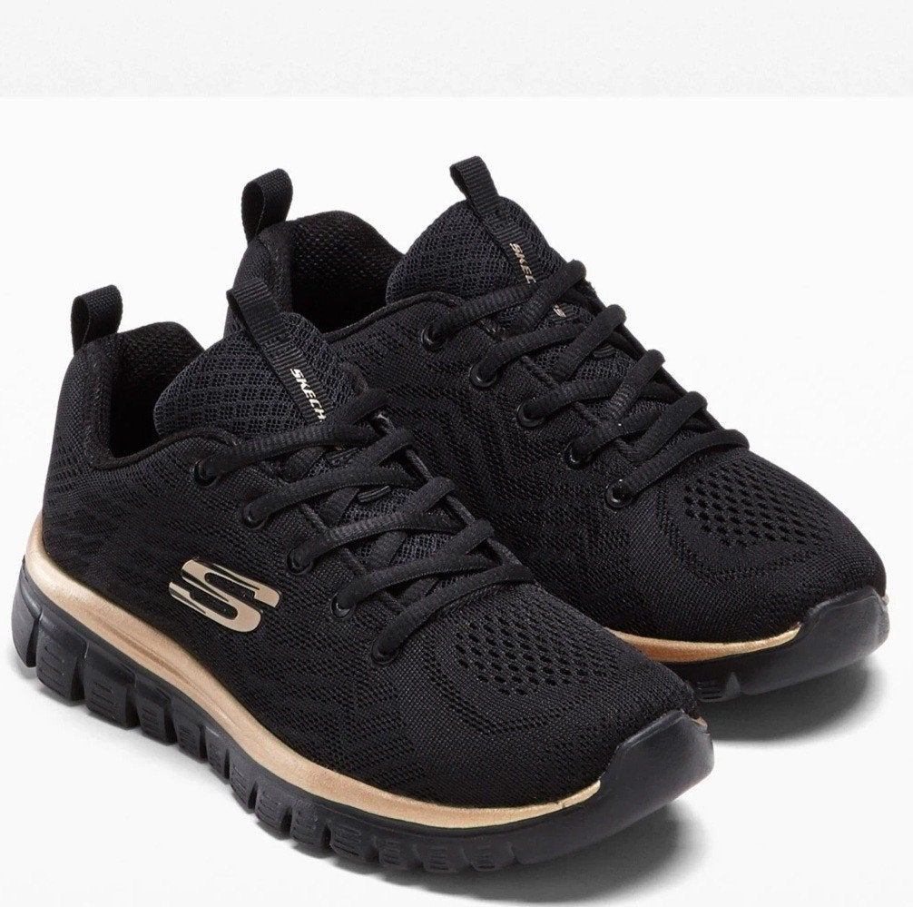 Skechers zwarte sneakers met goud - Maat 39, Skechers, Zwart, Ophalen of Verzenden, Sneakers of Gympen