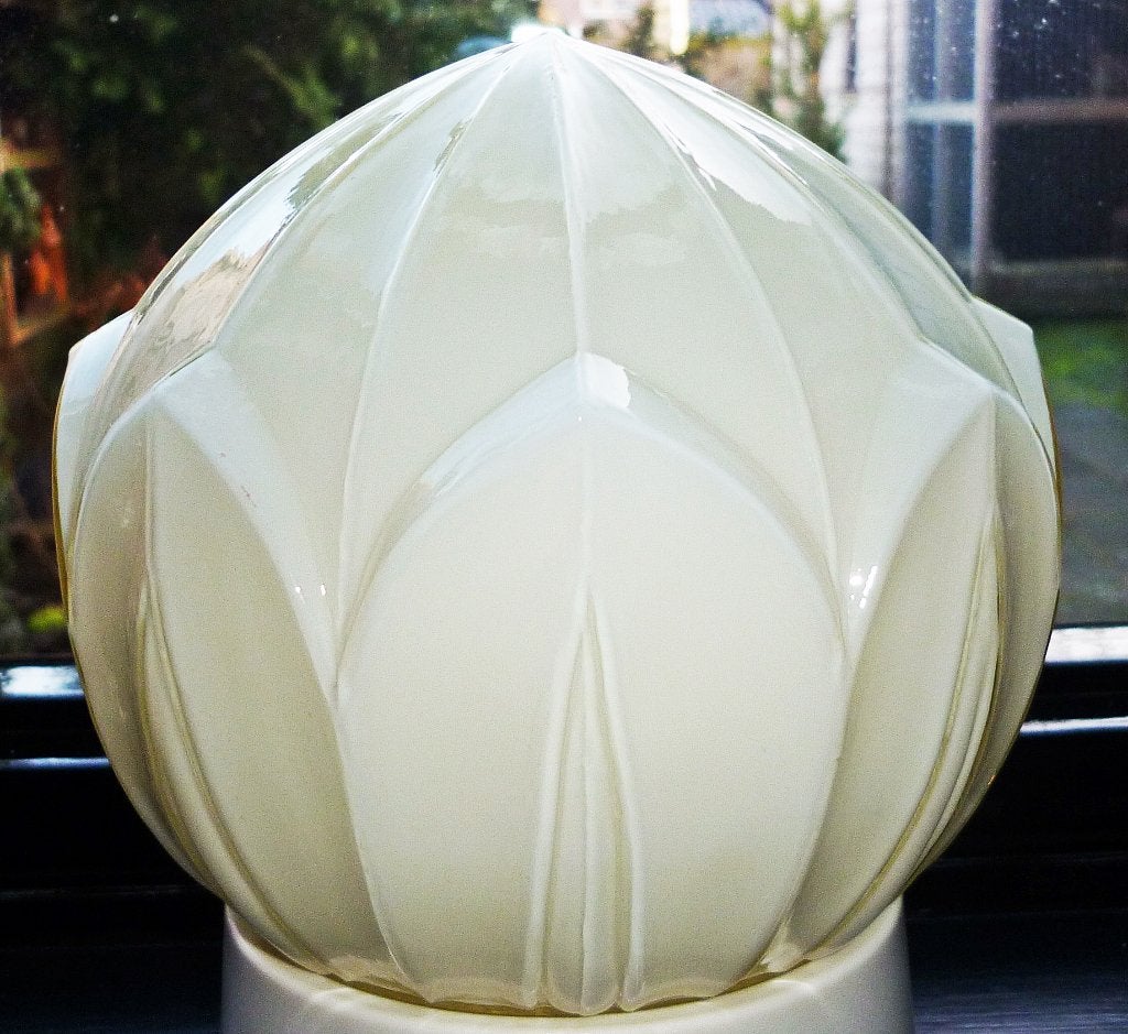 2x Antiek Geel Glazen Jugendstil Thabur Lamp Bollamp - €75PS, Ophalen of Verzenden