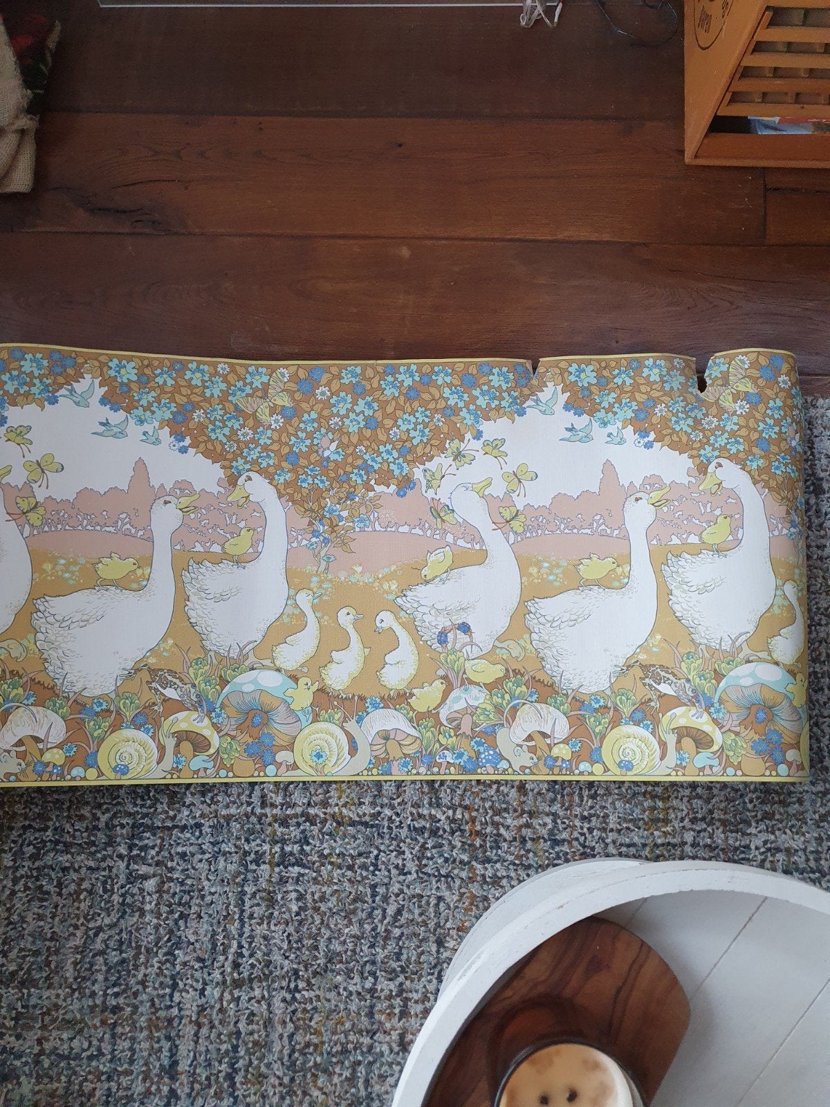Vintage kinderbehang. Behangrand met eenden., Sanderson, Overige merken, ., Ophalen of Verzenden