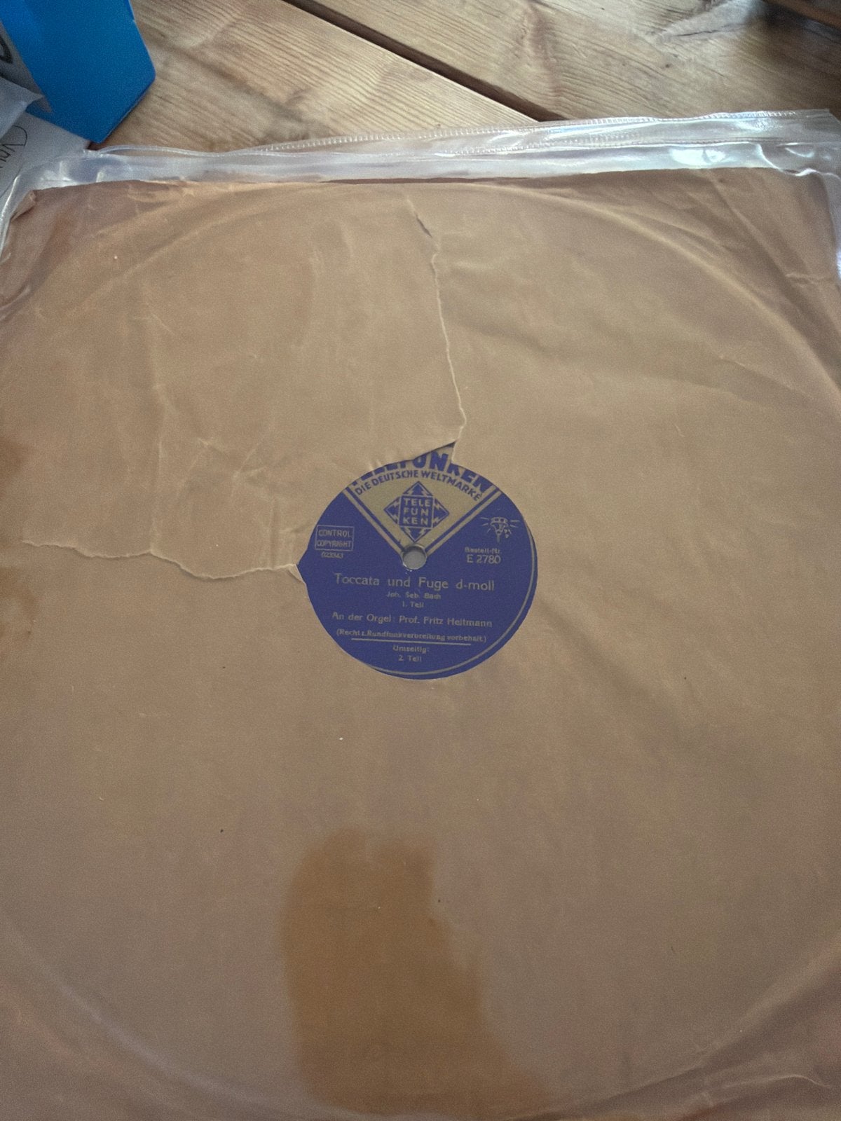 Telefunken Toccata und Fuge d-moll 7 inch schellak plaat, Gebruikt, Overige genres, 7 inch, Ophalen of Verzenden