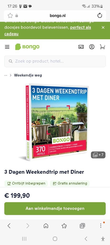 Hotel bon / Weekendje weg bon, Twee personen, Cadeaubon, Arrangement, Overige typen