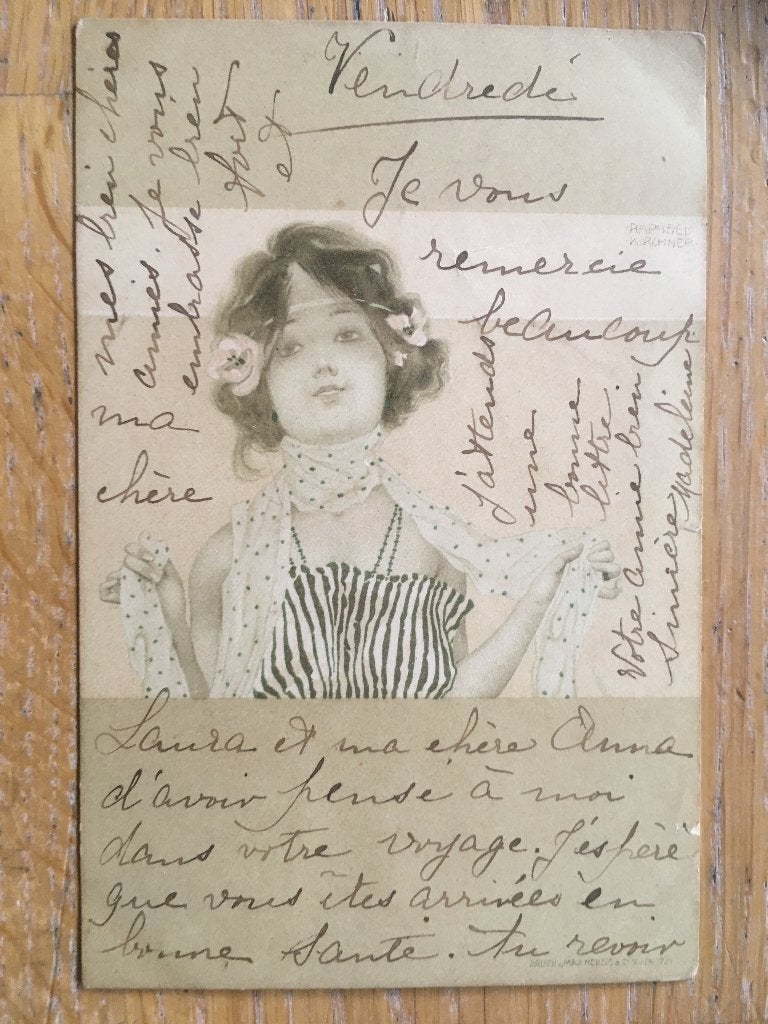 Raphael Kirchner vrouw vooraanzicht, Ophalen of Verzenden, Voor 1920, Gelopen, Overige thema's