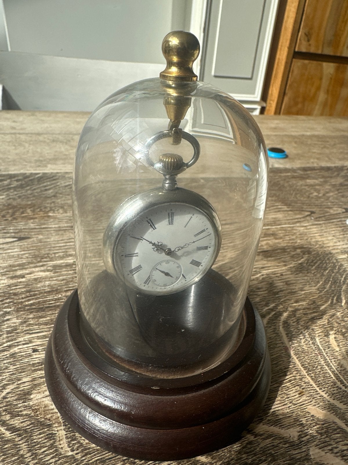 Antiek Zilveren Zakhorloge + Glazen Horlogestoof, Ophalen of Verzenden
