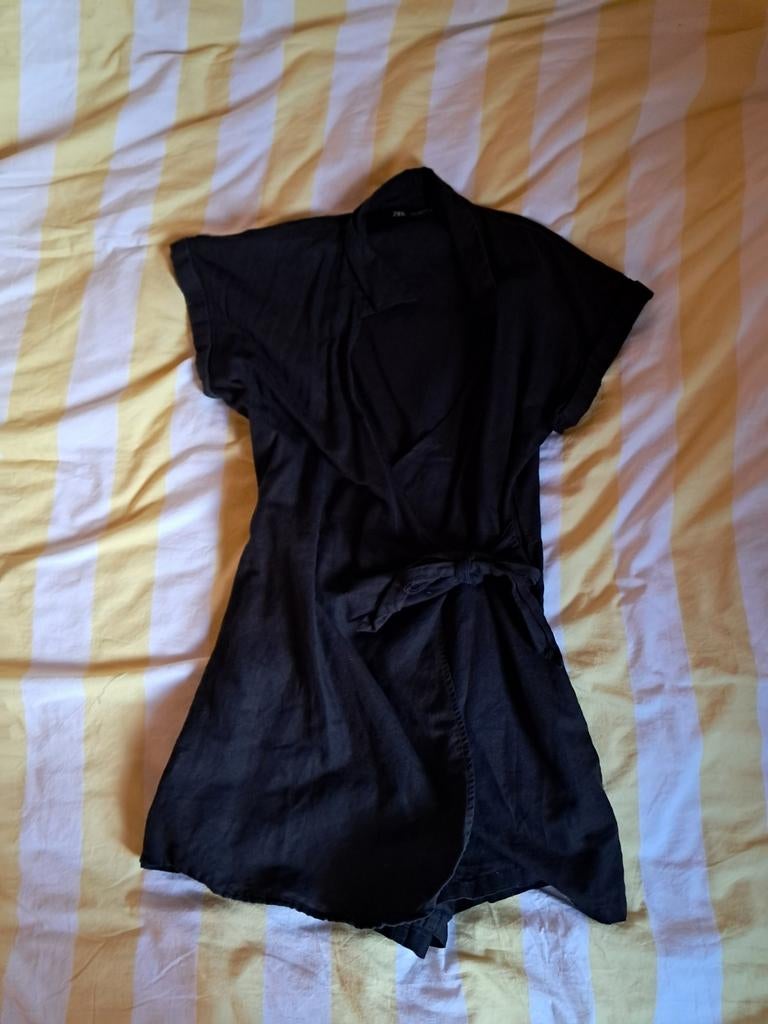 Zwarte Zara Playsuit met Overlap en Strikceintuur, Ophalen, Zo goed als nieuw, Maat 36 (S), Zara