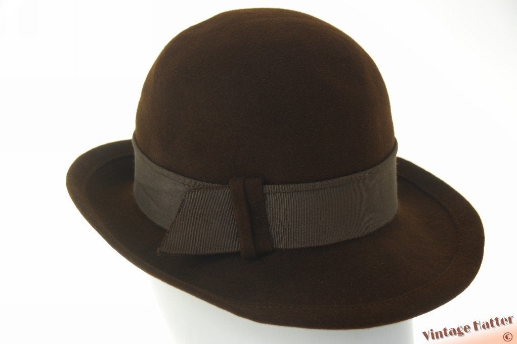 Vintage Dameshoed Adele Schuster Paul bruin vilt 54 = XS, 55 cm (S, 6⅞ inch) of minder, Hoed, Ophalen of Verzenden, Adele Schuster Paul