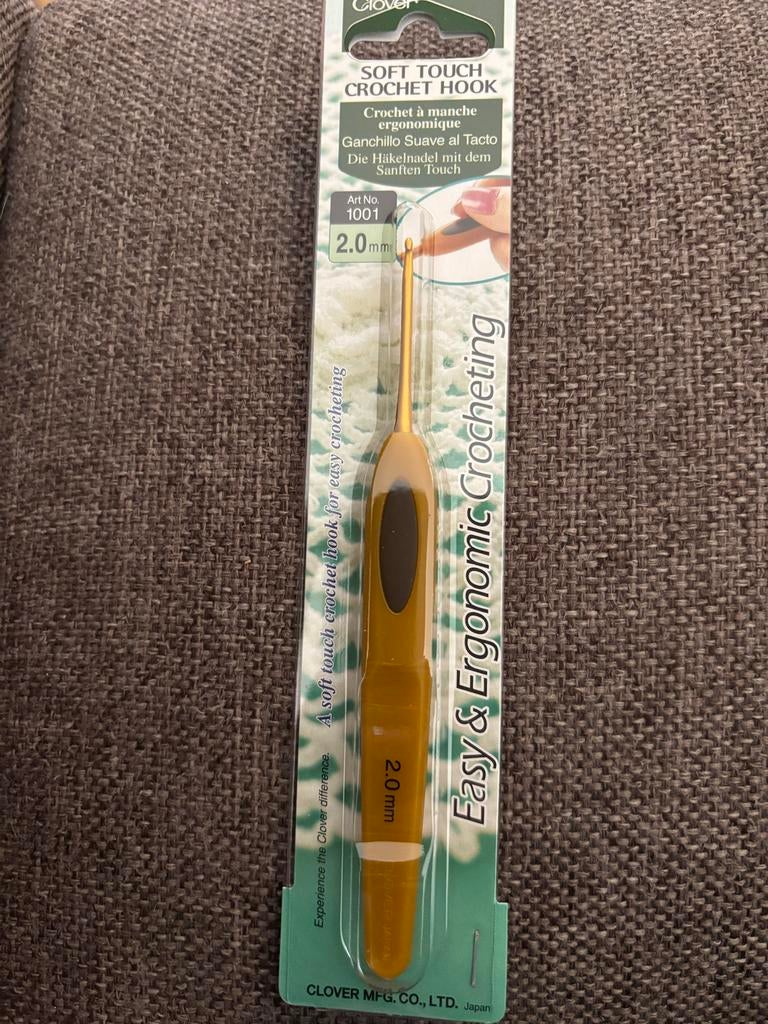Clover Soft Grip Haaknaald 2.0 mm - Ergonomisch, Hobby en Vrije tijd, Breien en Haken, Ophalen of Verzenden, Nieuw, Haken, Naald