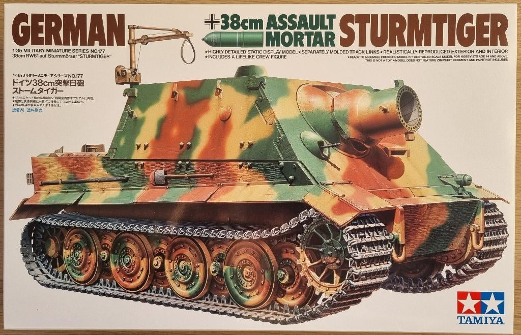 Tamiya 35177 1:35 WWII German 38cm Assault Mortar Sturmtiger, Tank, 1:32 tot 1:50, Nieuw, Ophalen of Verzenden