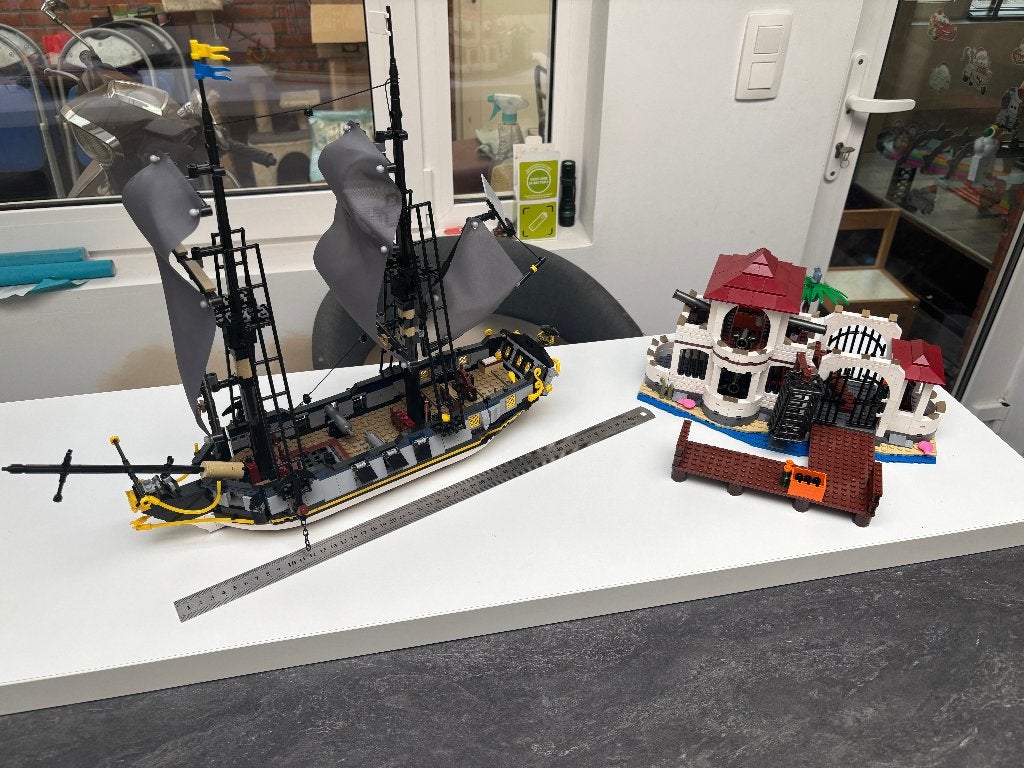 Piratenschip + eiland bouwset replica, Ophalen of Verzenden, Gebruikt