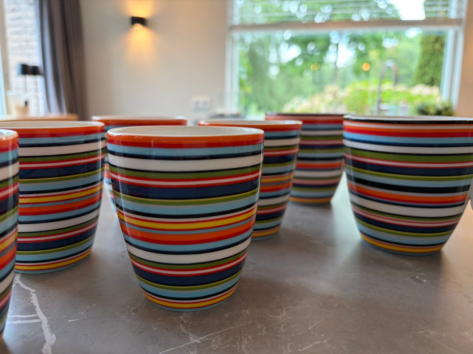 Iittala bekers oranje, blauw, groen, wit, geel, Ophalen of Verzenden, Zo goed als nieuw, Overige stijlen, Kop(pen) en/of Schotel(s)