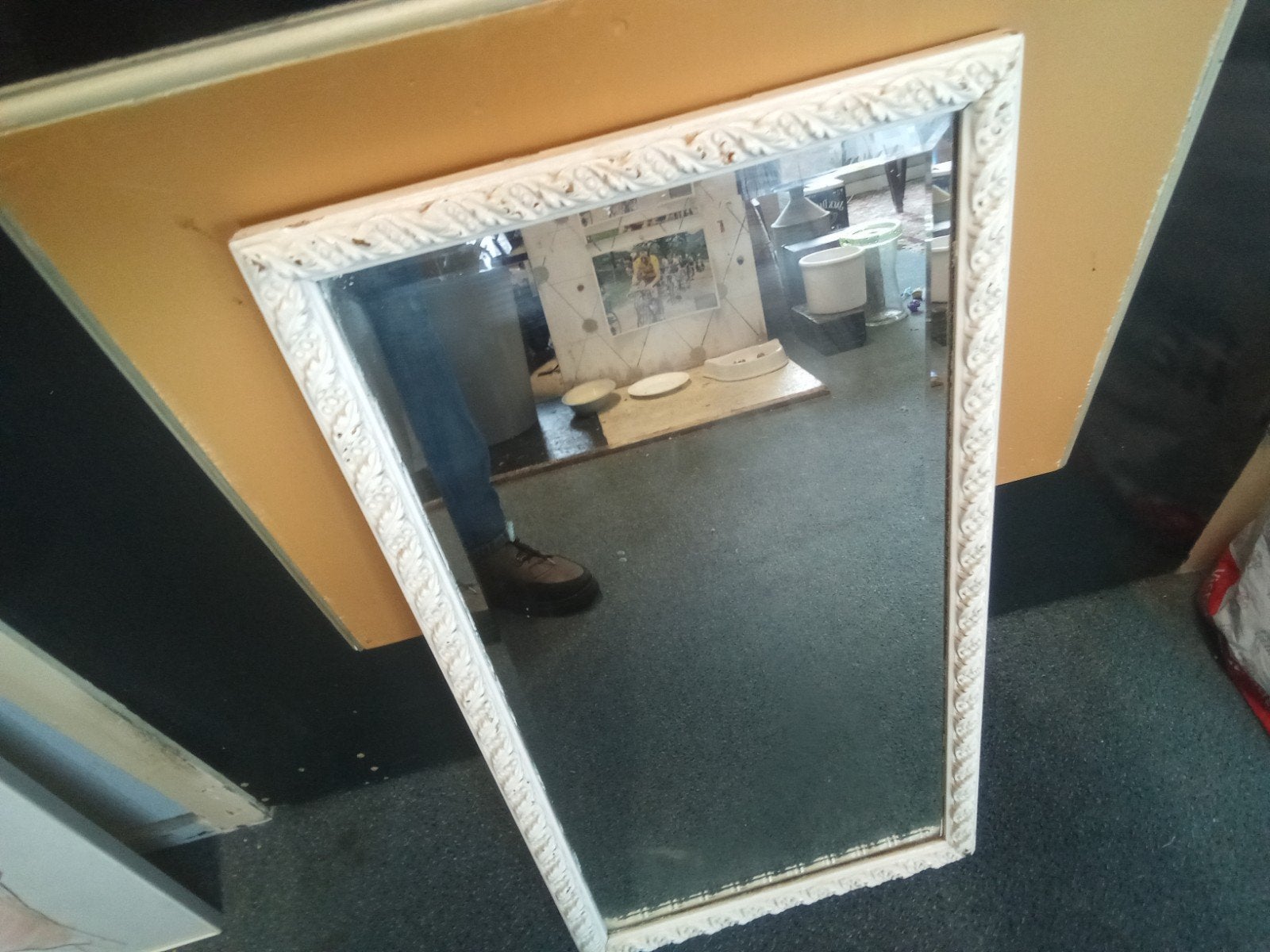 Mooie brocante spiegel facet geslepen 65x34, Ophalen of Verzenden, Zo goed als nieuw, Rechthoekig, Minder dan 100 cm