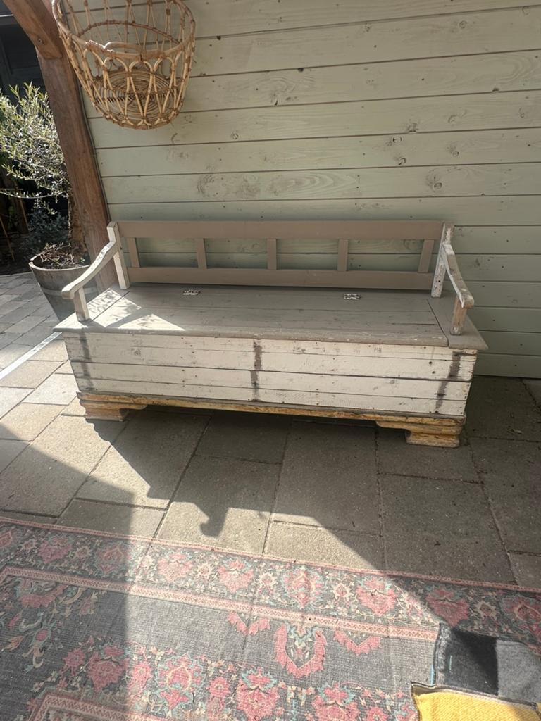 Landelijke klepbank, Tuin en Terras, Tuinbanken, Ophalen of Verzenden, Gebruikt, Hout
