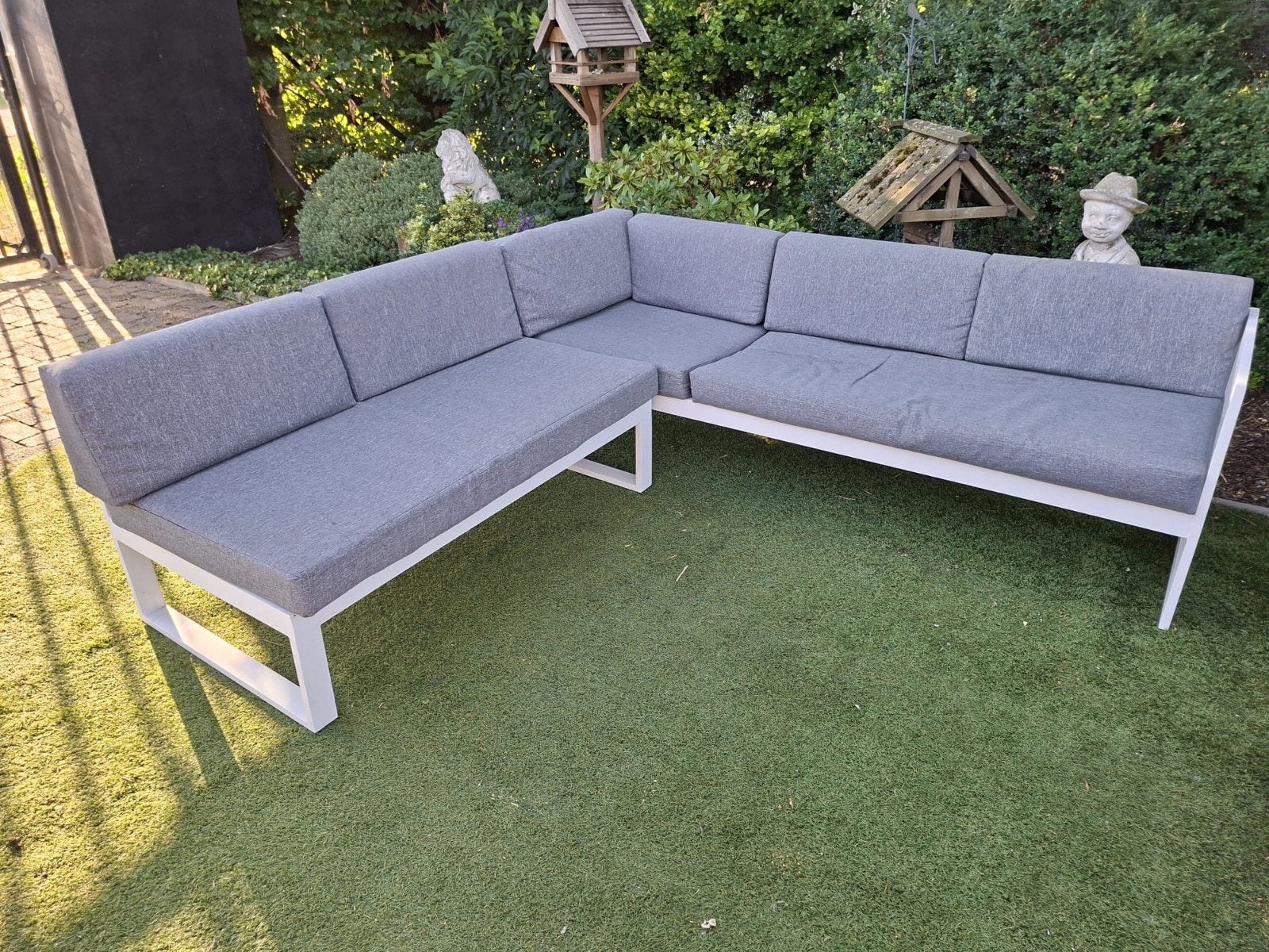 Aluminium tuinbank met zonnebed ingebouwd, Tuin en Terras, Tuinbanken, Ophalen, Gebruikt, Aluminium