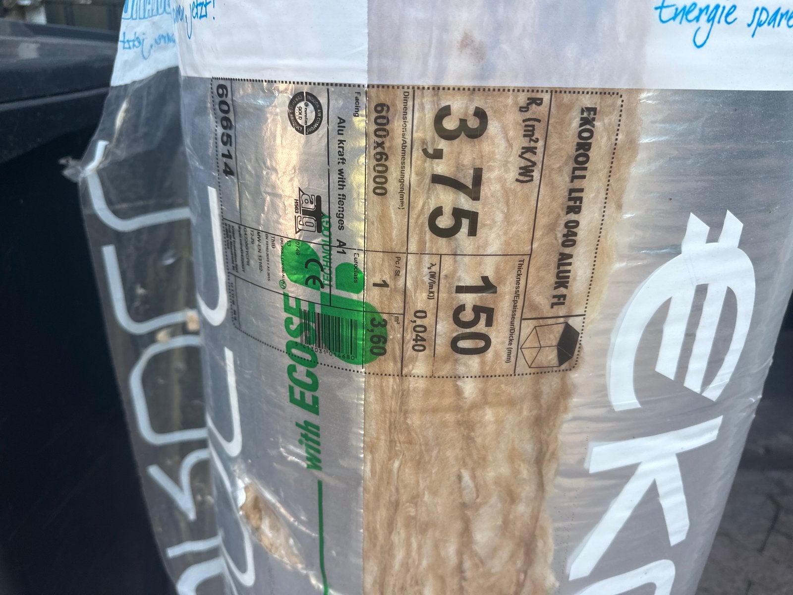 Knauf Isolatie Ekoroll LFR 040 Aluk FL - 600x6000x150mm, Ophalen, 12 cm of meer, Nieuw, Minder dan 5 m²