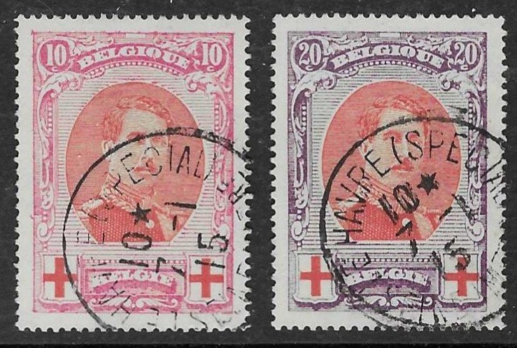 Belgie Rode Kruis Michel 111A-112A, Frankeerzegel, Ophalen of Verzenden, Gestempeld, Gestempeld