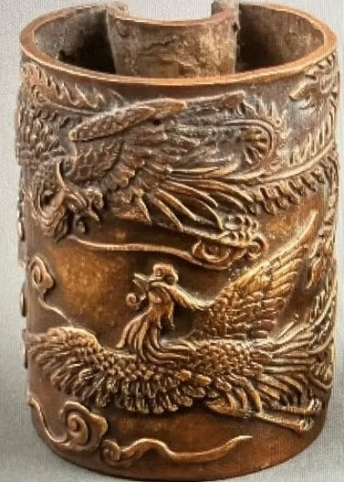 Chinese maanvormige brons metalen vaas drakendecor ca. 1920, Verzenden