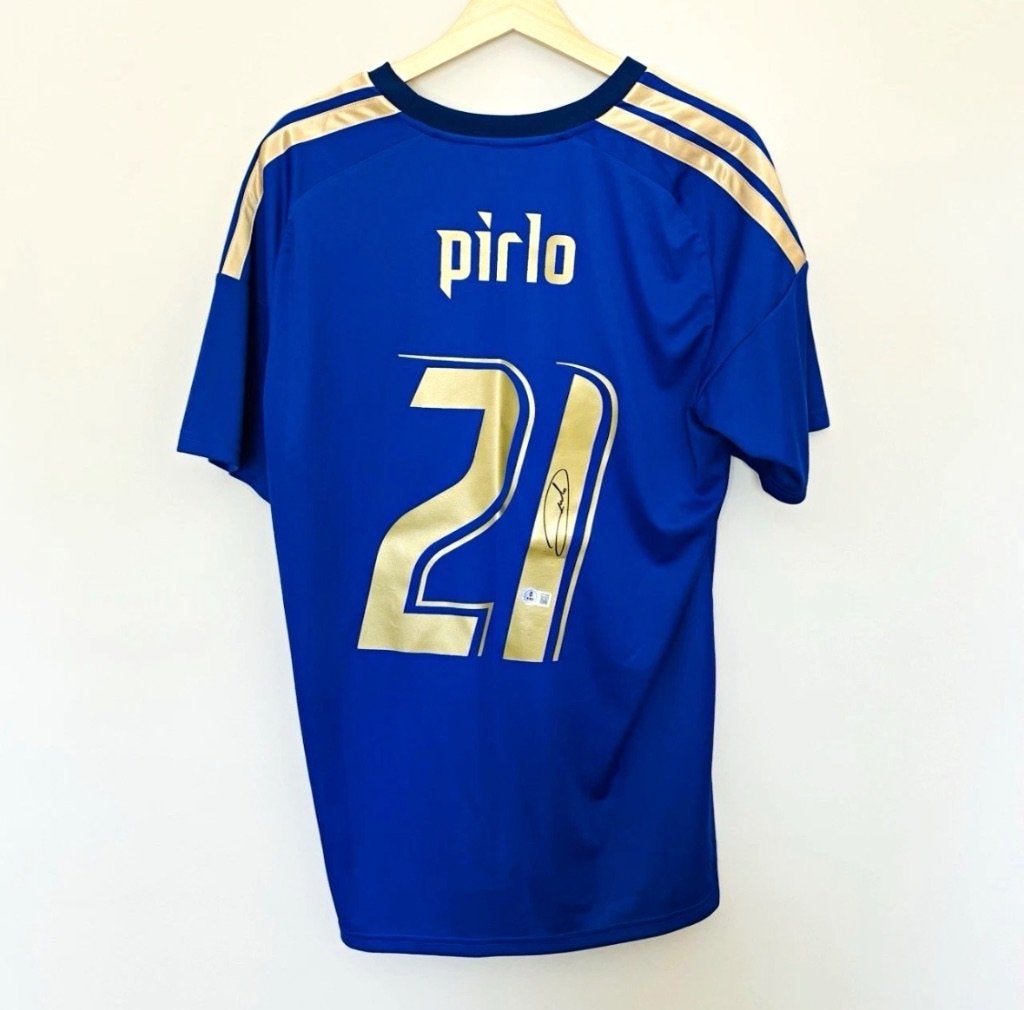 Gesigneerd Andrea Pirlo Italië shirt #21 – Beckett COA, Verzamelen, Ophalen of Verzenden, Nieuw, Buitenlandse clubs, Shirt