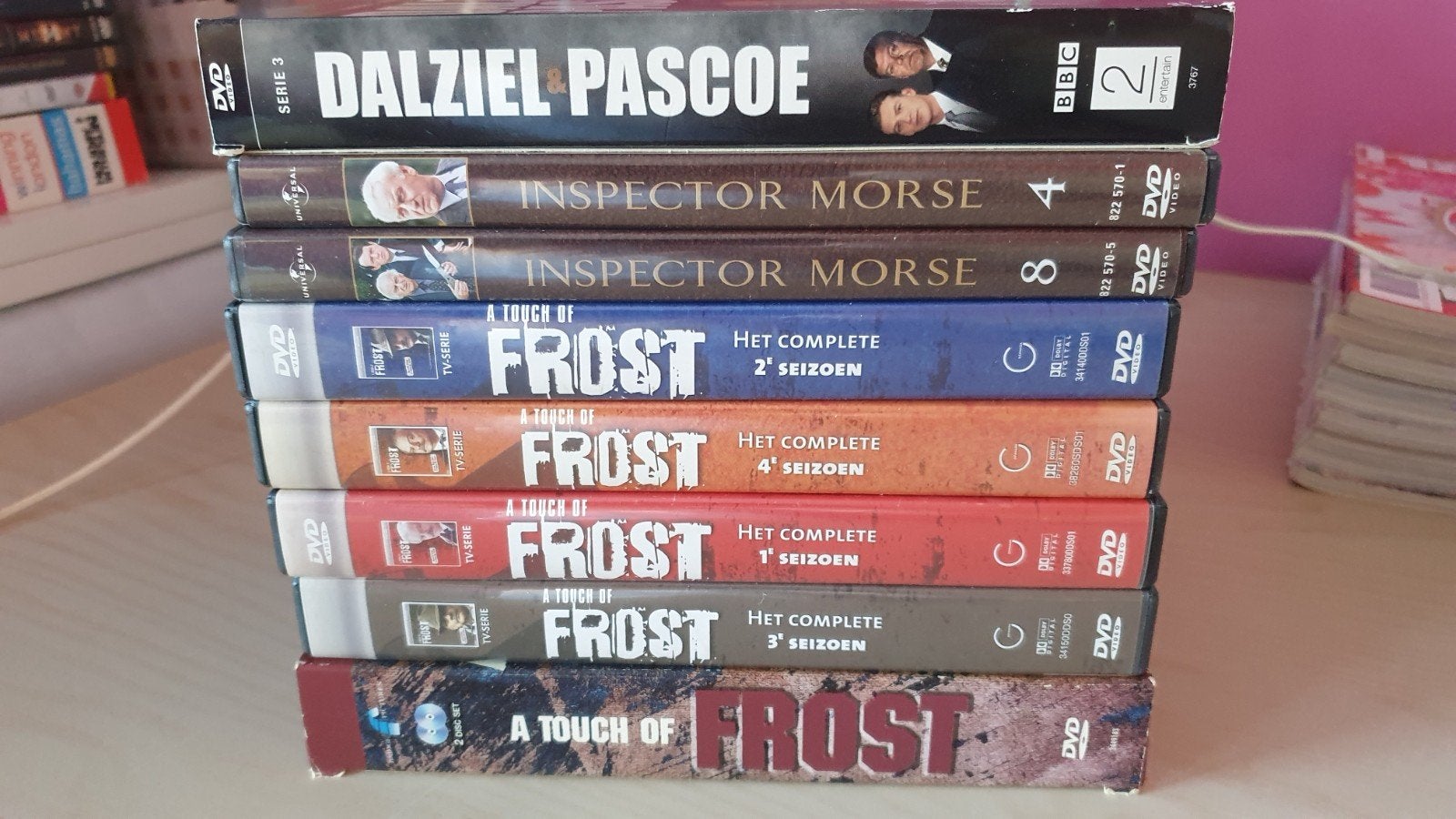 8 DVD sets: Dalziel & Pascoe, Inspector Morse, A Touch of Fr, Nederlands, Vanaf 12 jaar, Seizoen 4, Gebruikt