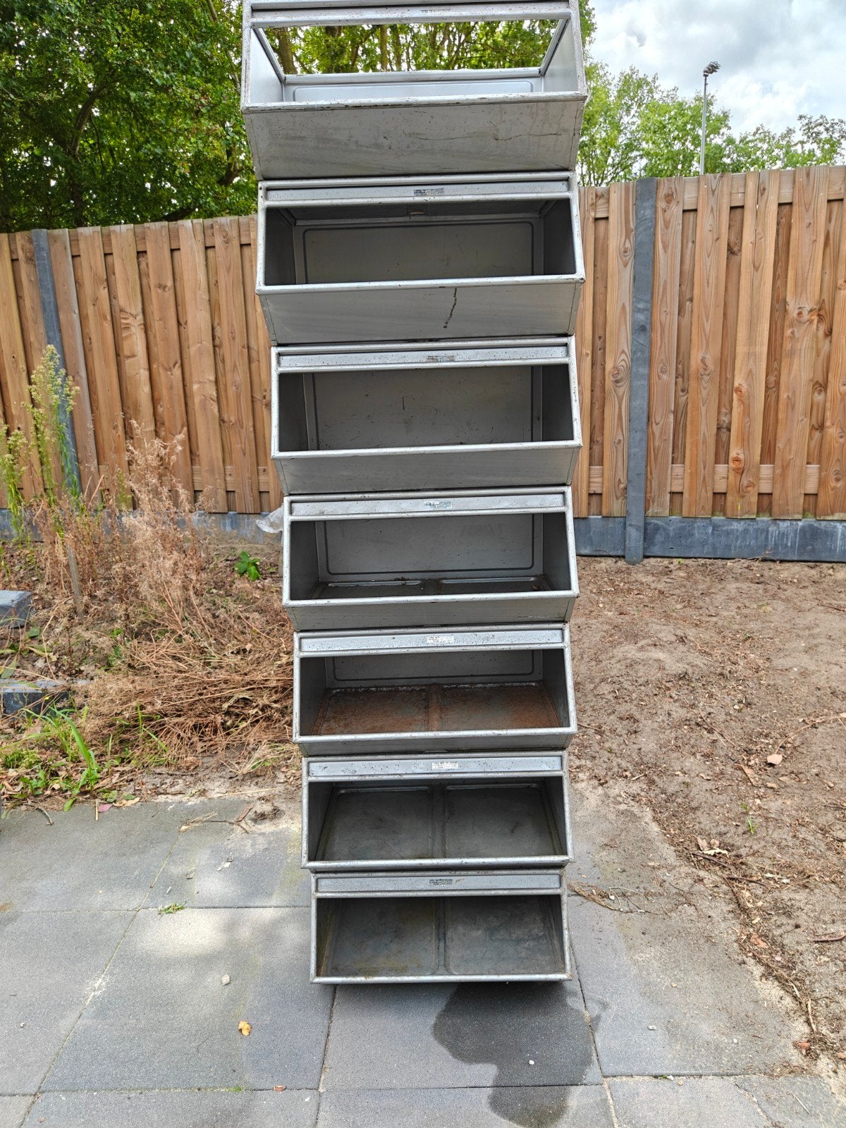 Metalen opbergbakken / magazijnbakken (7 stuks), Ophalen, Gebruikt