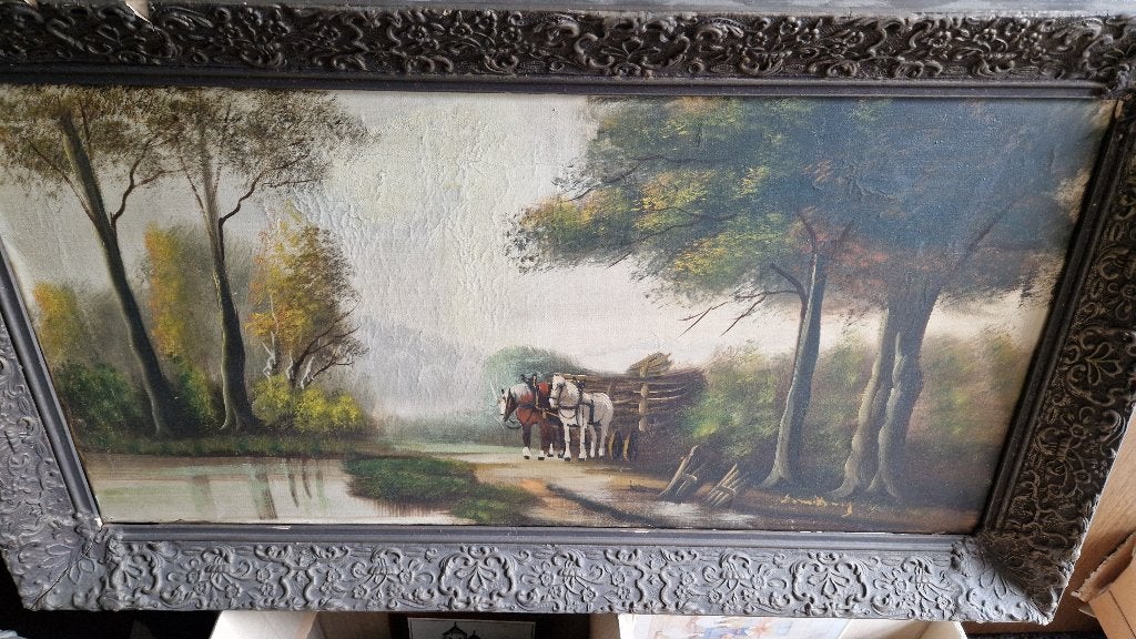 groot oud klassiek schilderij landschap, Ophalen of Verzenden, Landschap