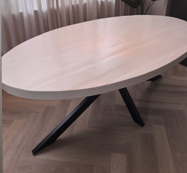 Eettafel ovaal 200 cm, Ophalen, 50 tot 100 cm, Zo goed als nieuw, 150 tot 200 cm