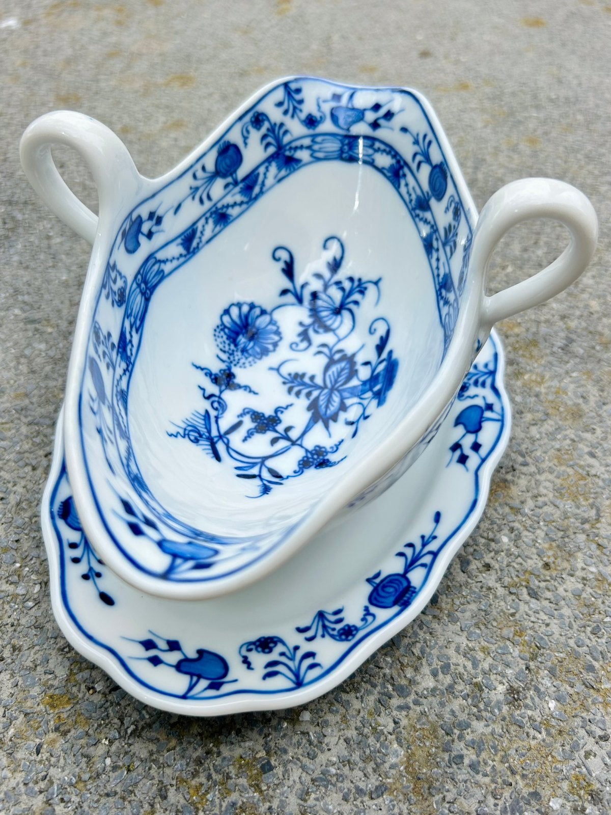 Antieke Meissen sauskom / saucière Zwiebelmuster ca. 1900, Ophalen of Verzenden