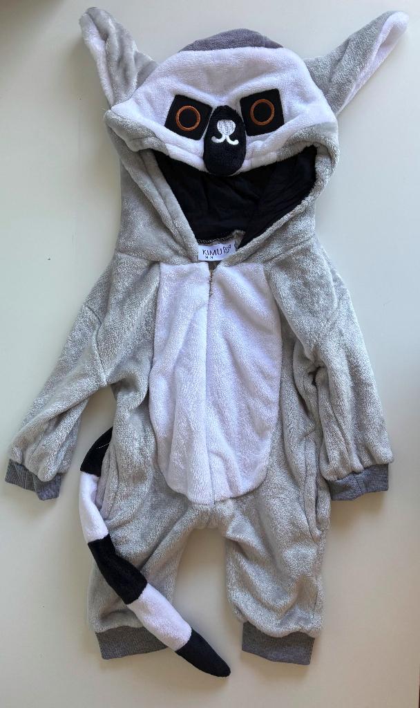 Leuke ringstaartmaki Onesie maat 68-74, Kinderen en Baby's, Carnavalskleding en Verkleedspullen, Verzenden, Zo goed als nieuw